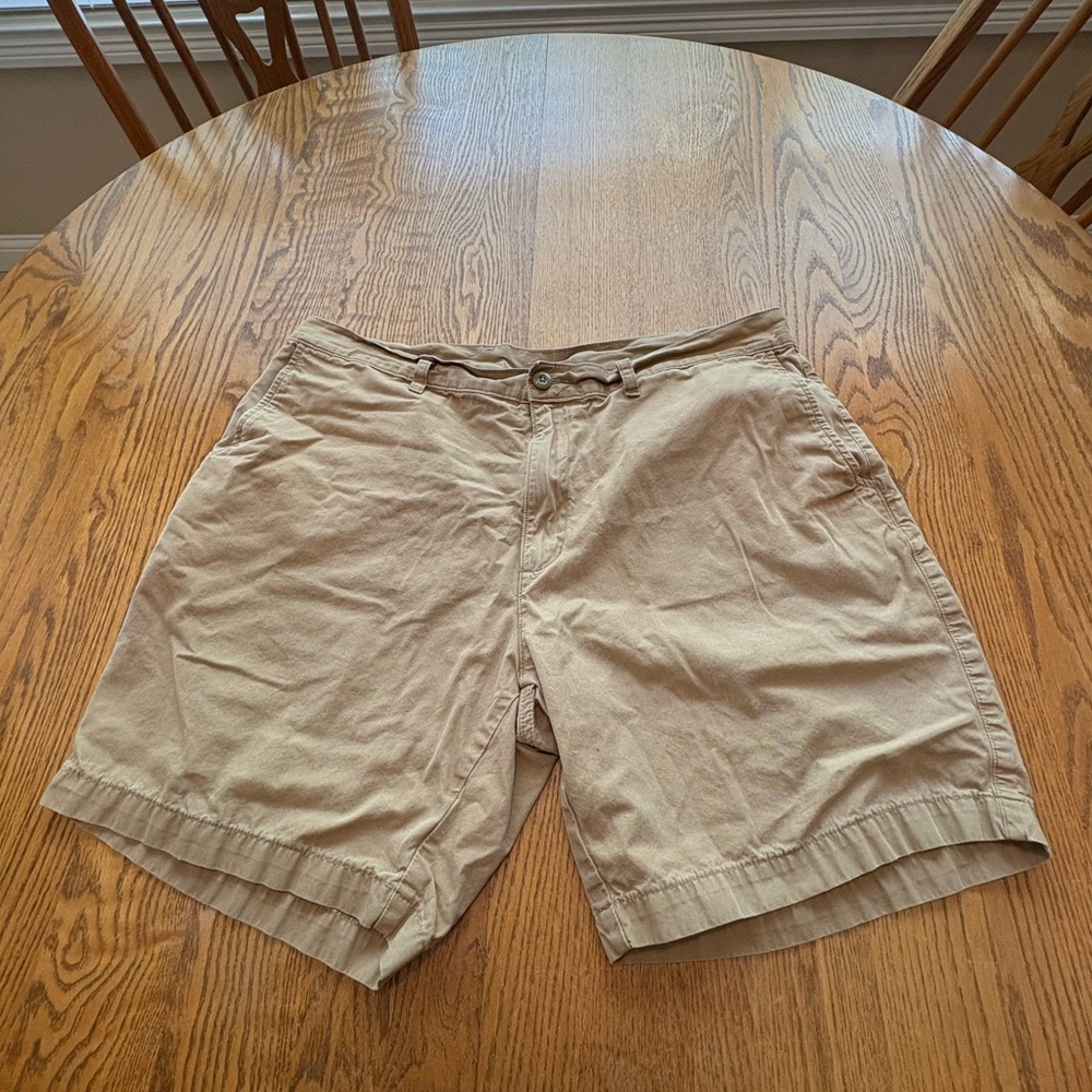 Patagonia Mens 38 Organic Cotton Casual Chino Tan Khaki Canvas Shorts